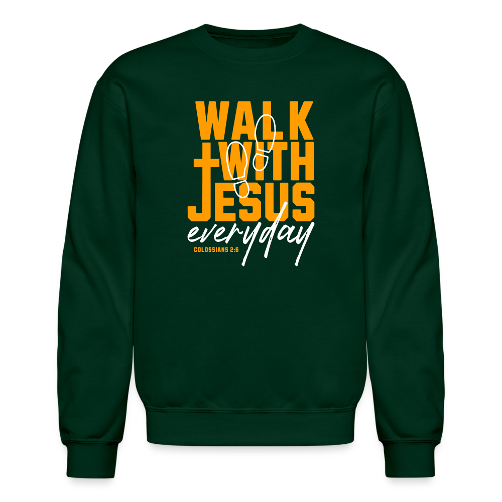 Walk with Jesus Everyday Men's Sweater - forest green