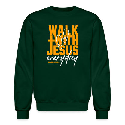 Walk with Jesus Everyday Men's Sweater - forest green