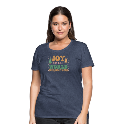 Joy to the World Christmas Family Women’s Premium T-Shirt - heather blue