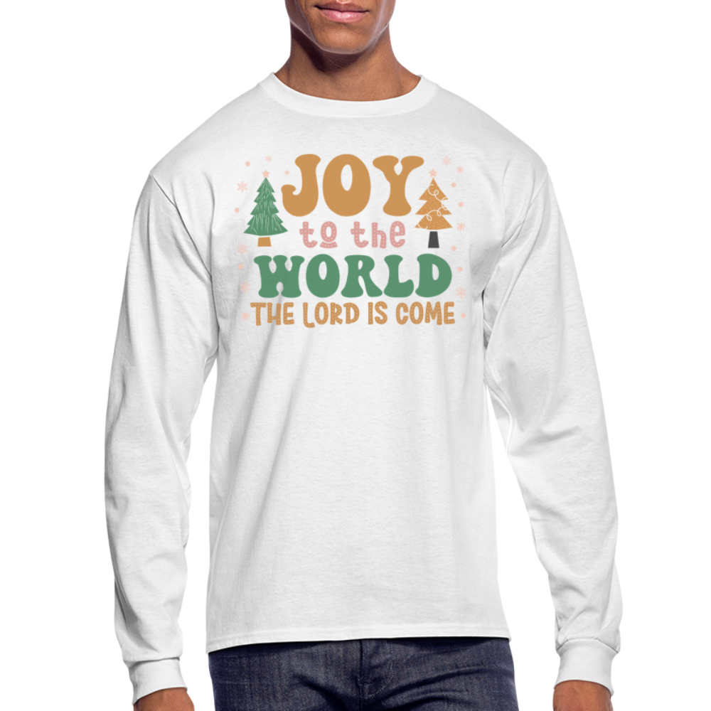 Joy to the World Christmas Family Men's Long Sleeve T-Shirt - white