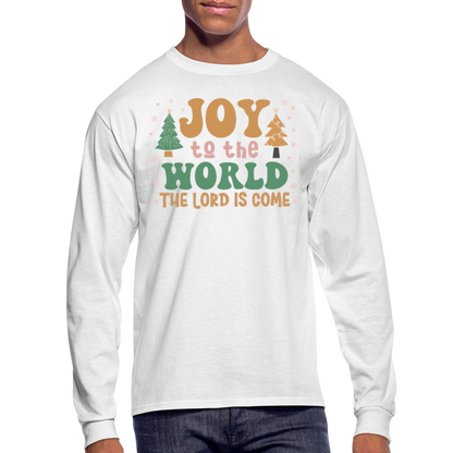 Joy to the World Christmas Family Men's Long Sleeve T-Shirt - white