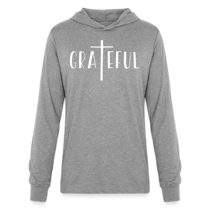 Grateful Men's Long Sleeve Shirt with Hood - heather grey