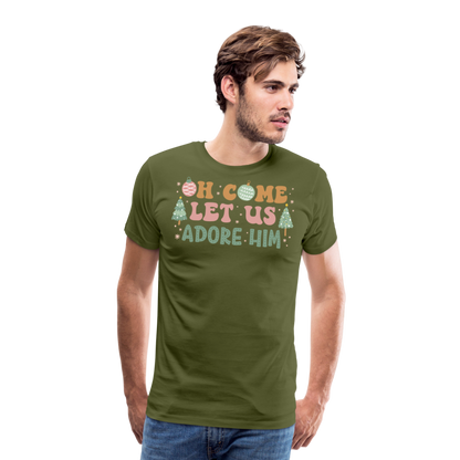 Oh Come Let Us Adore Him Christmas Family Men's Premium T-Shirt - olive green