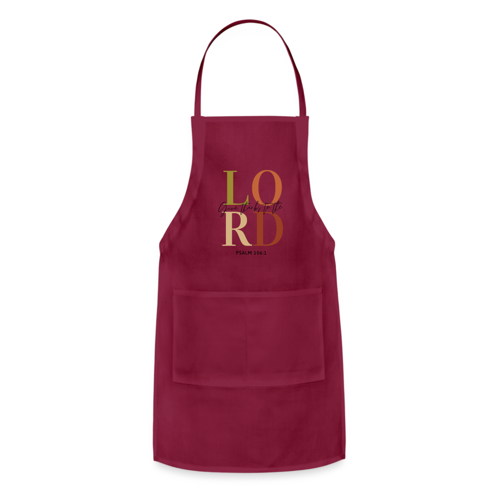 Give Thanks to the Lord Apron - burgundy