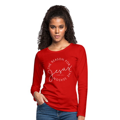 The Reason for the Season (W) Christmas Women's Premium Long Sleeve T-Shirt - red