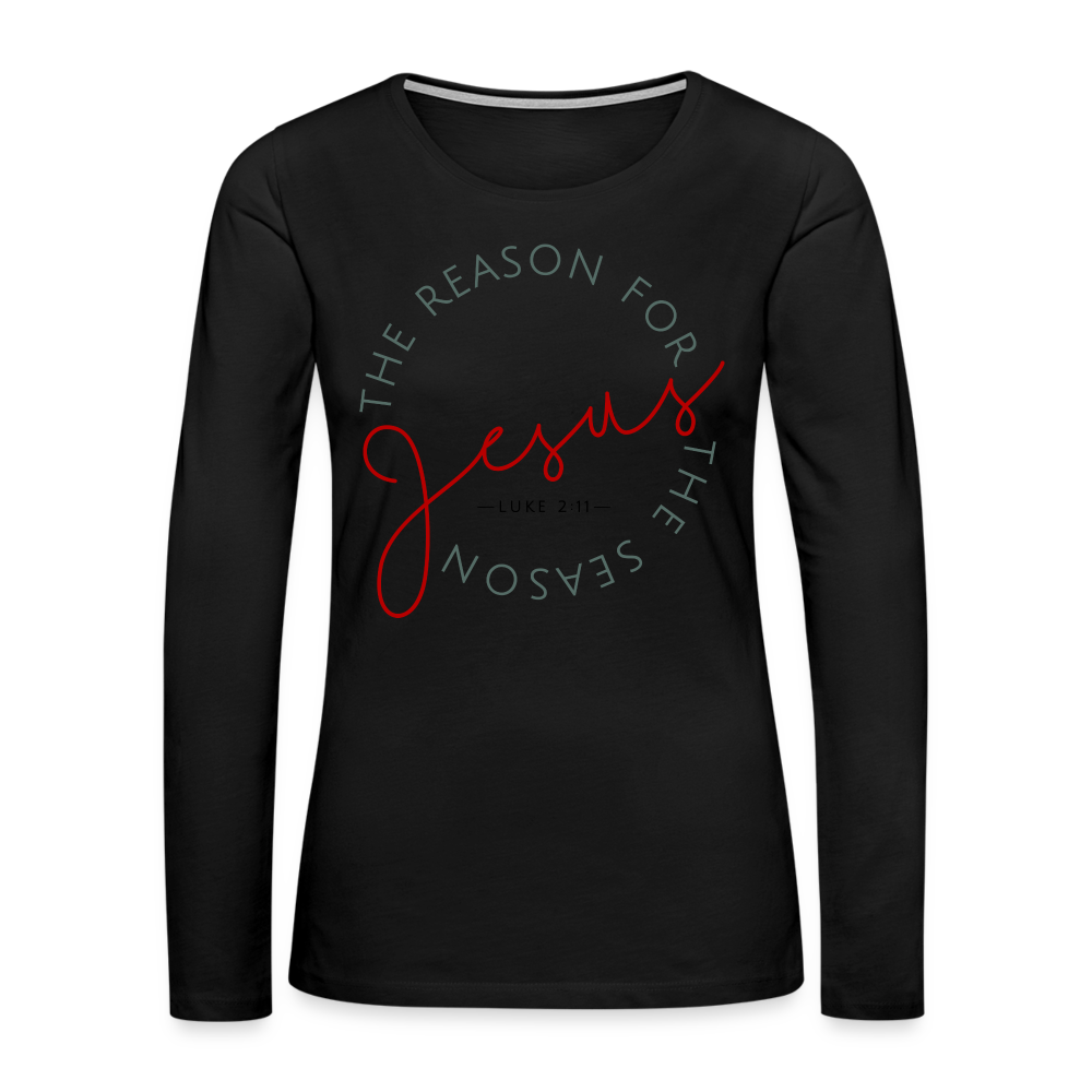 The Reason for the Season (Color) Christmas Women's Premium Long Sleeve T-Shirt - black