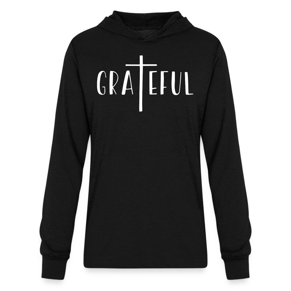 Grateful Men's Long Sleeve Shirt with Hood - black