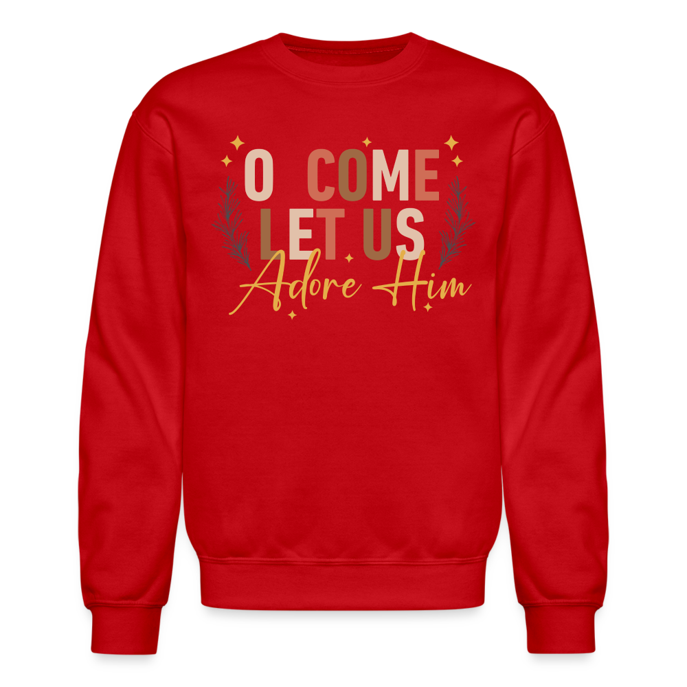 O Come Let us Adore Him Christmas Men's Sweater - red