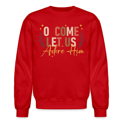 O Come Let us Adore Him Christmas Men's Sweater - red