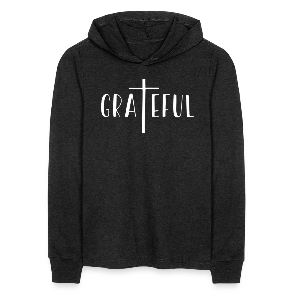 Grateful Men's Long Sleeve Shirt with Hood - heather black