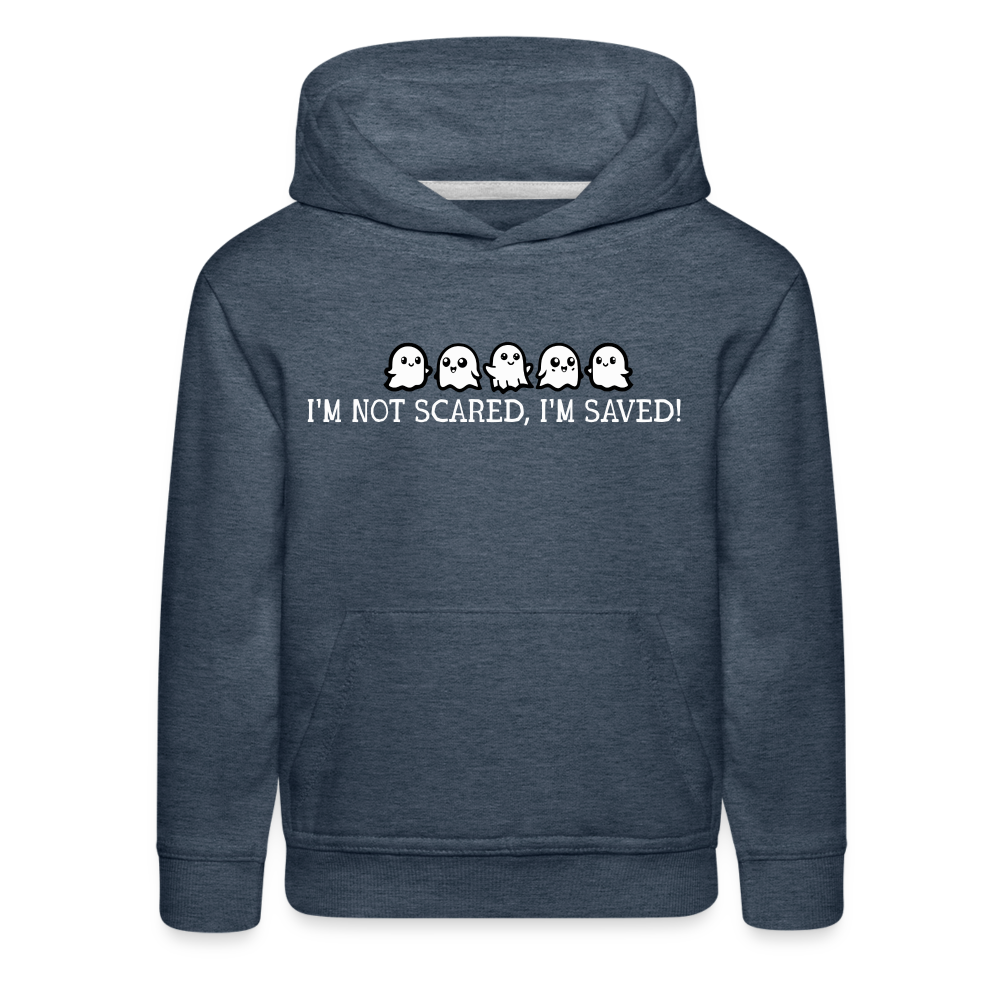 I'm Not Scared I'm Saved (W) Kid's Hoodie - heather denim