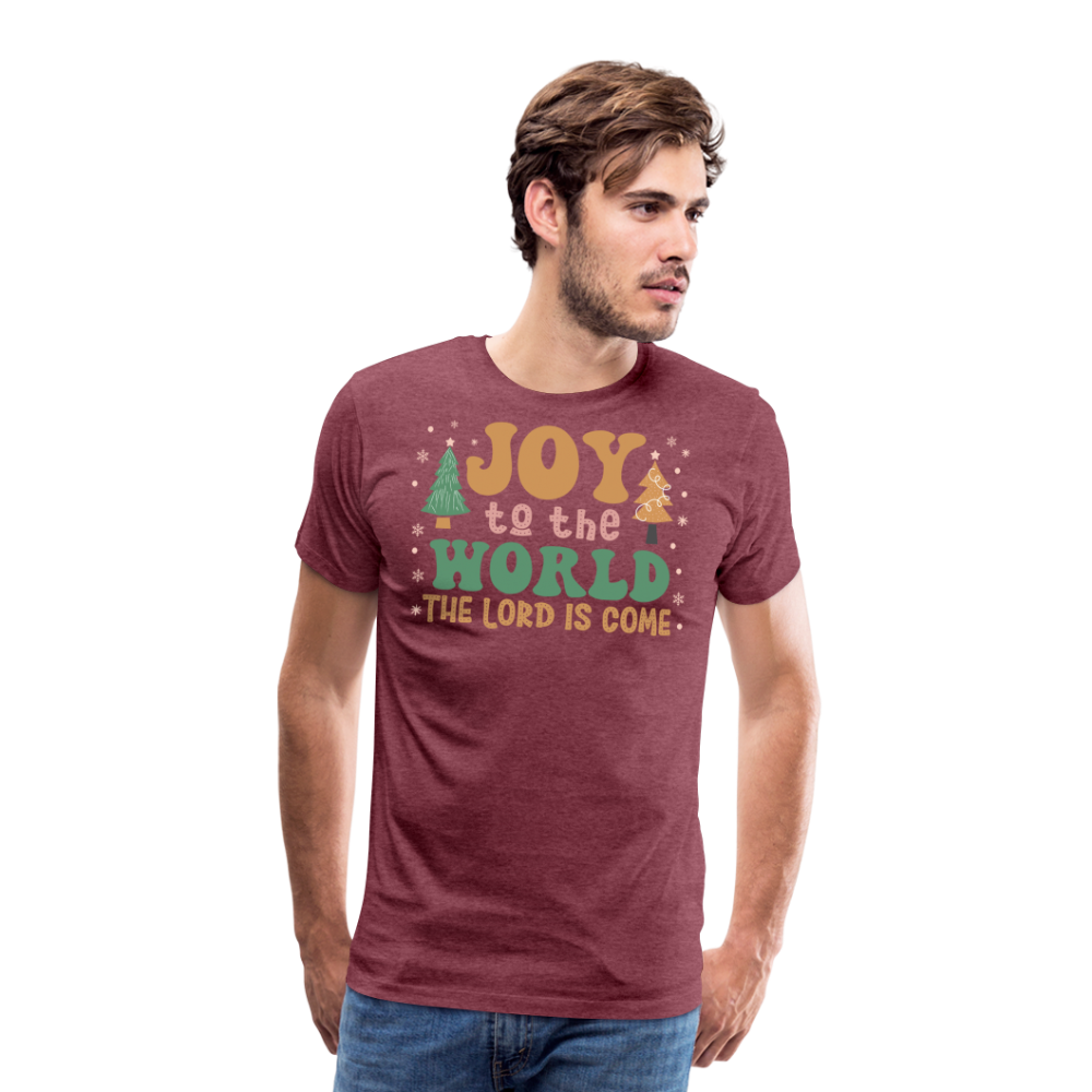 Joy to the World Christmas Family Men's Premium T-Shirt - heather burgundy