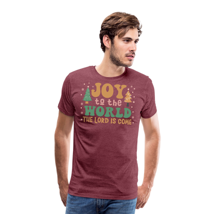 Joy to the World Christmas Family Men's Premium T-Shirt - heather burgundy