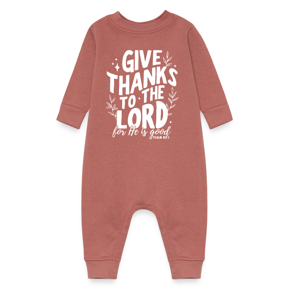 Give Thanks to the Lord (W) Baby Fleece Bodysuit - mauve