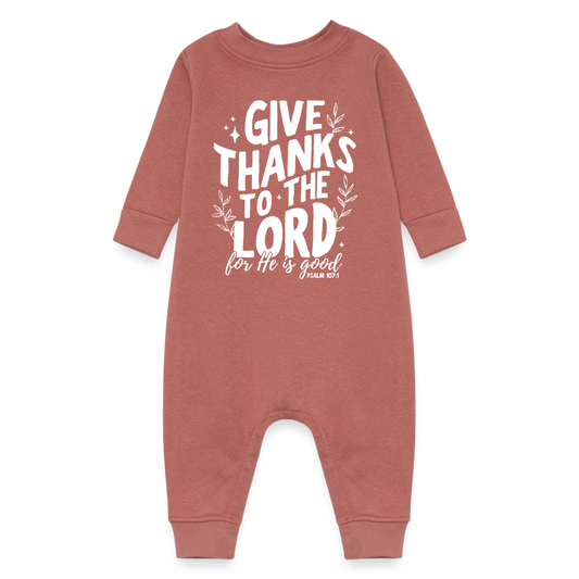 Give Thanks to the Lord (W) Baby Fleece Bodysuit - mauve