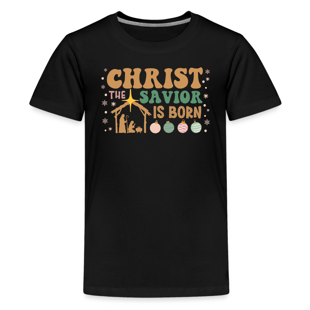 Christ the Savior is Born Christmas Family Kids' Premium T-Shirt - black