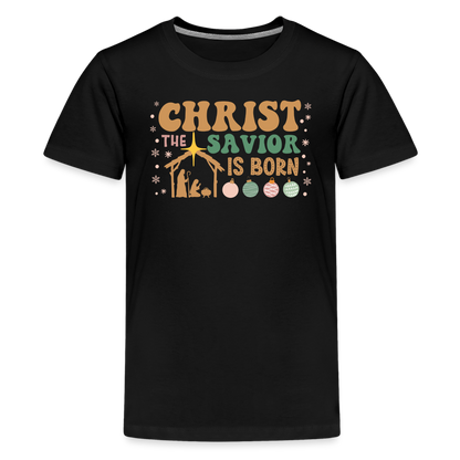 Christ the Savior is Born Christmas Family Kids' Premium T-Shirt - black