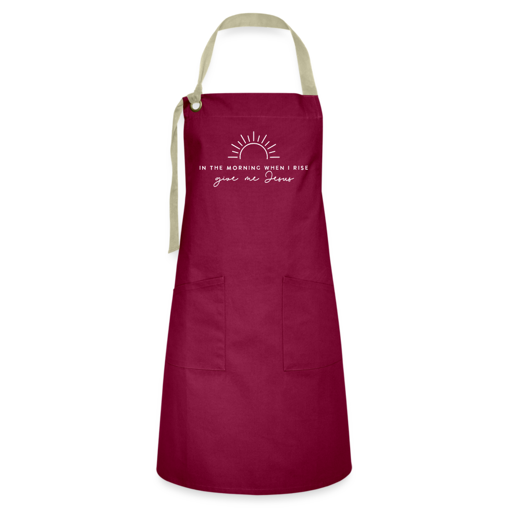 In the Morning When I Rise Give Me Jesus Apron - burgundy/khaki