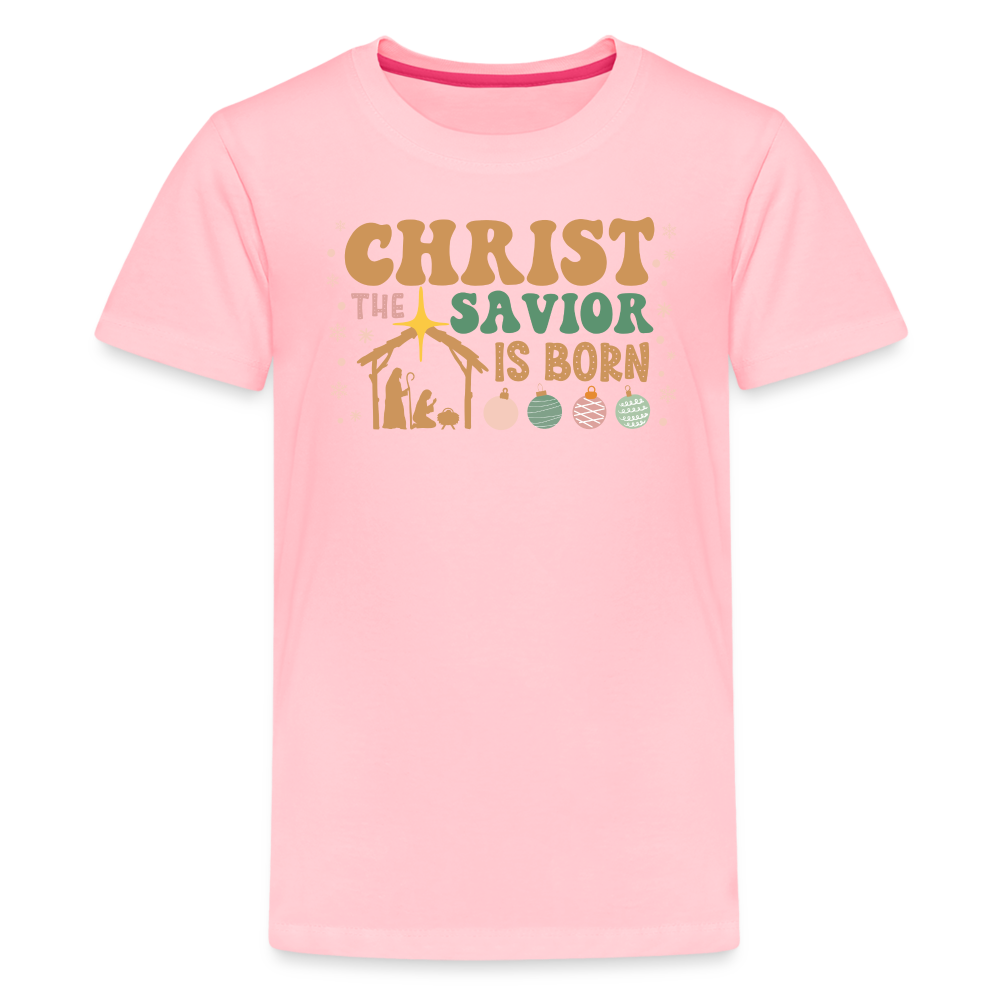 Christ the Savior is Born Christmas Family Kids' Premium T-Shirt - pink