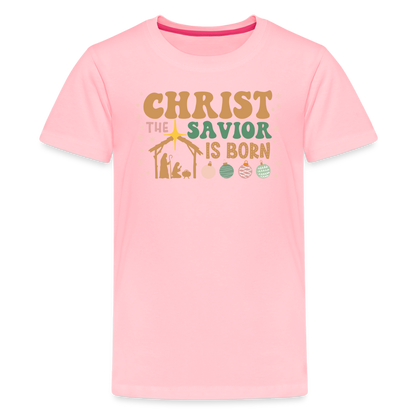 Christ the Savior is Born Christmas Family Kids' Premium T-Shirt - pink