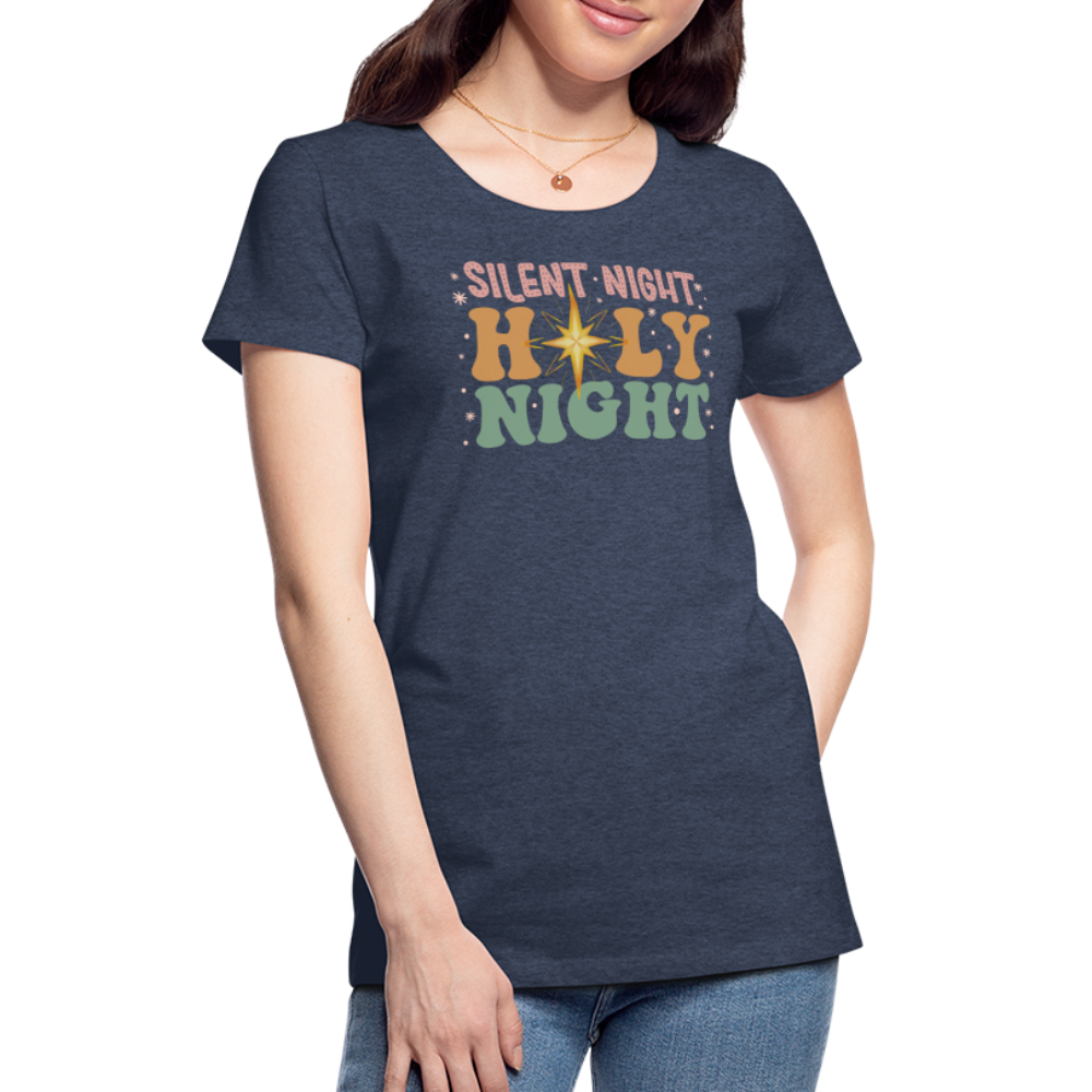 Silent Night Christmas Family Women’s Premium T-Shirt - heather blue