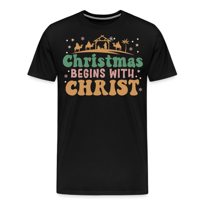 Christmas Begins with Christ is Born Christmas Family Men's Premium T-Shirt - black