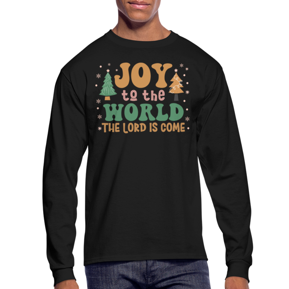 Joy to the World Christmas Family Men's Long Sleeve T-Shirt - black