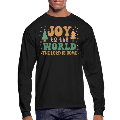 Joy to the World Christmas Family Men's Long Sleeve T-Shirt - black