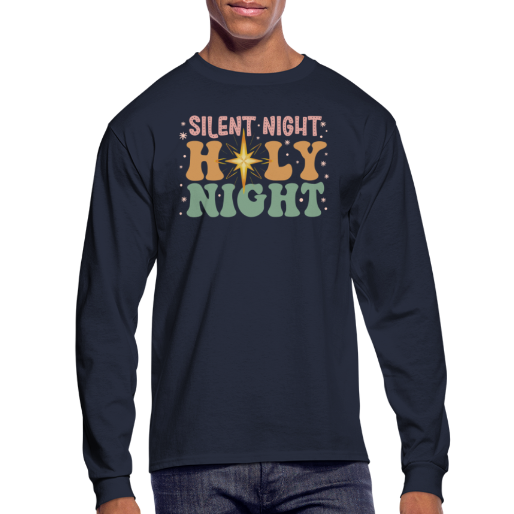 Silent Night Christmas Family Men's Long Sleeve T-Shirt - navy