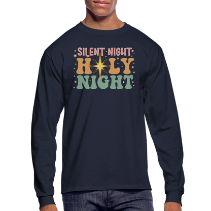 Silent Night Christmas Family Men's Long Sleeve T-Shirt - navy