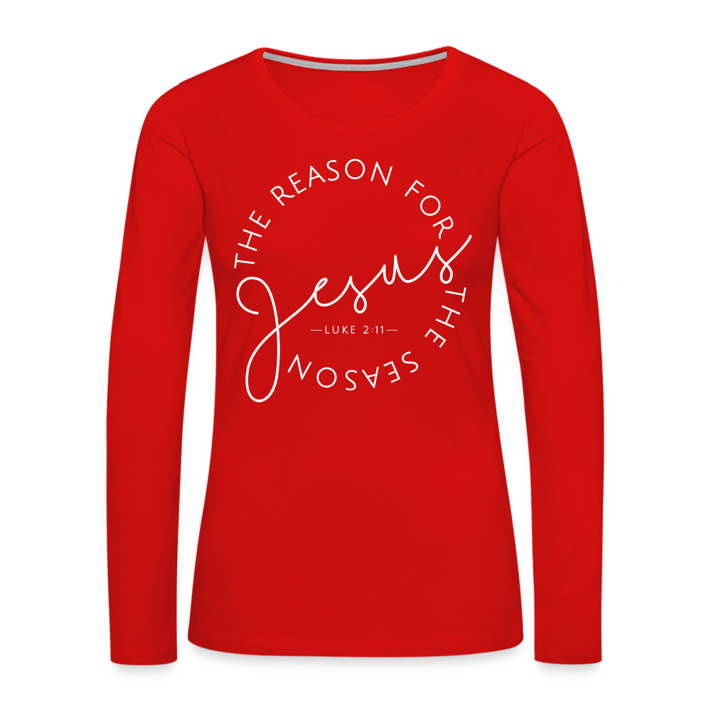 The Reason for the Season (W) Christmas Women's Premium Long Sleeve T-Shirt - red