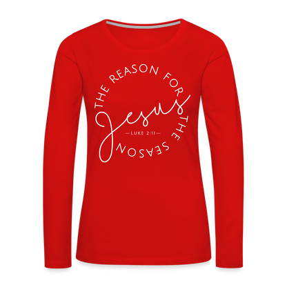 The Reason for the Season (W) Christmas Women's Premium Long Sleeve T-Shirt - red