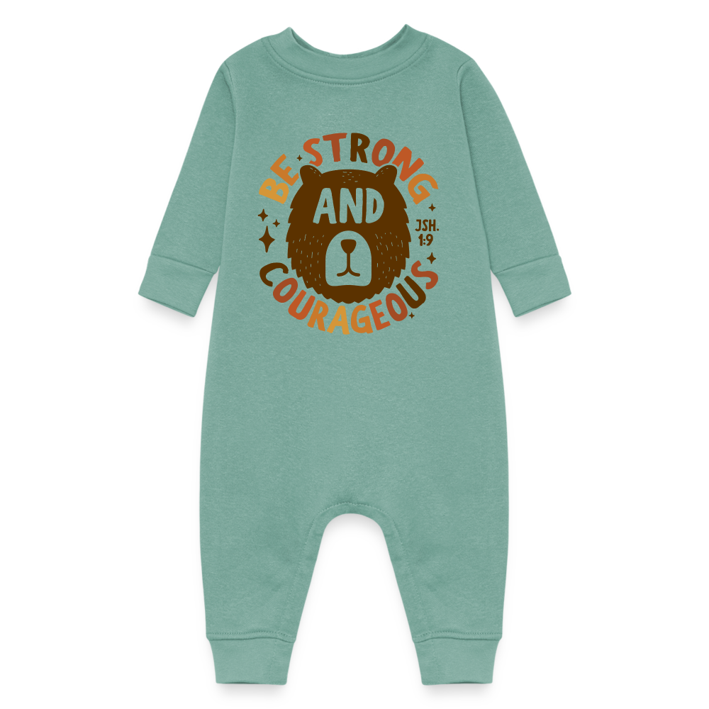 Be Strong and Courageous (Color) Fleece Baby Onesie Bodysuit - saltwater