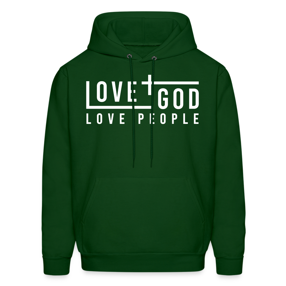 Love God Love People Men's Hoodie - forest green