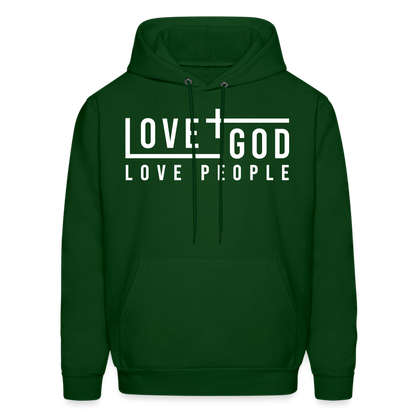 Love God Love People Men's Hoodie - forest green