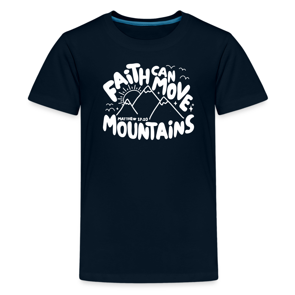 Faith Can Move Mountains (W) Kid's T-Shirt - deep navy