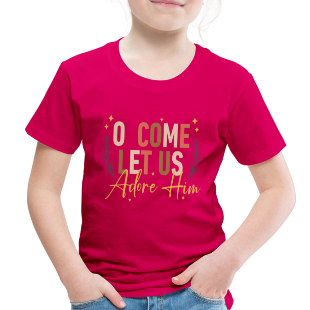 O Come Let us Adore Him Christmas Toddler Shirt - dark pink