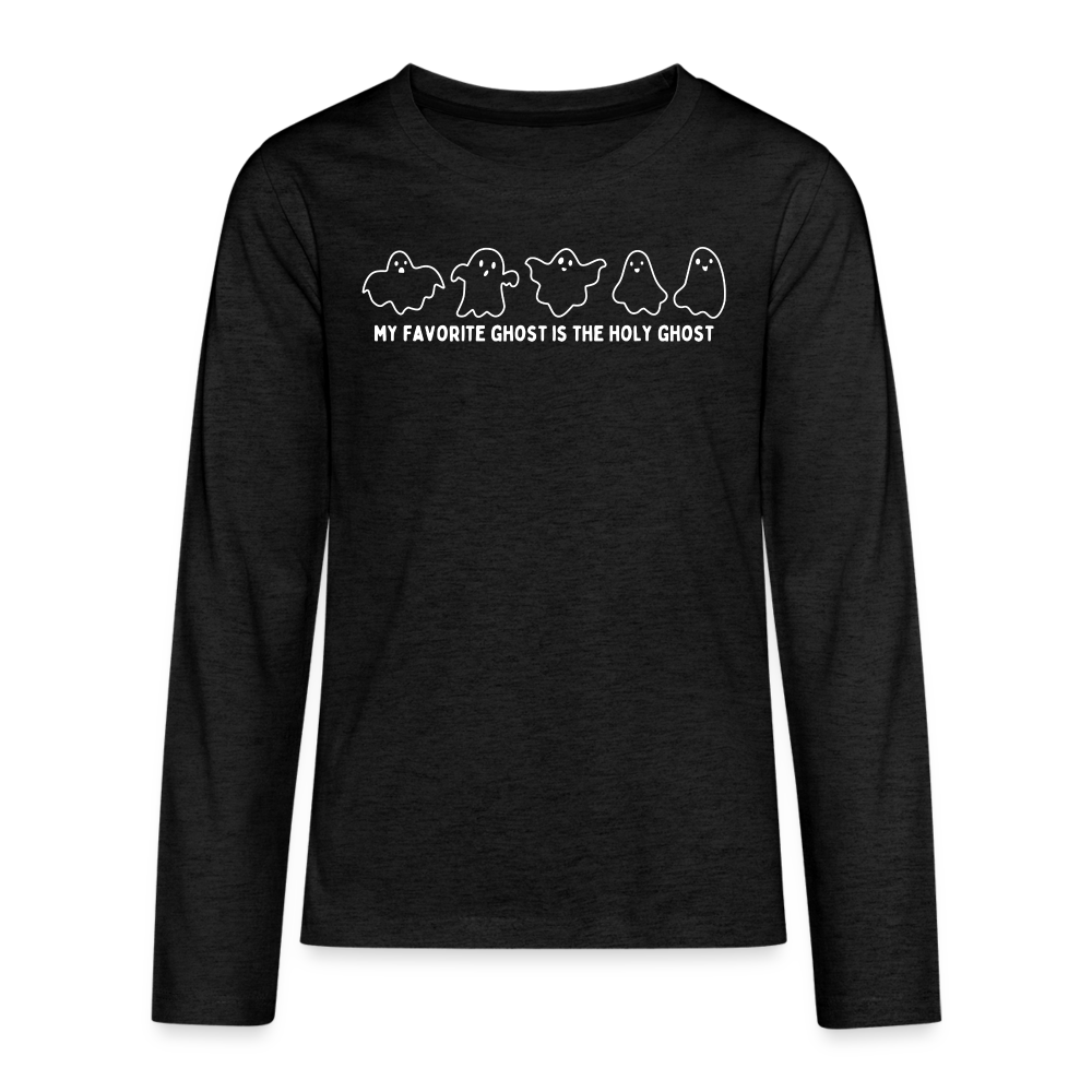 My Favorite Ghost is the Holy Ghost Youth Long Sleeve Shirt - charcoal grey