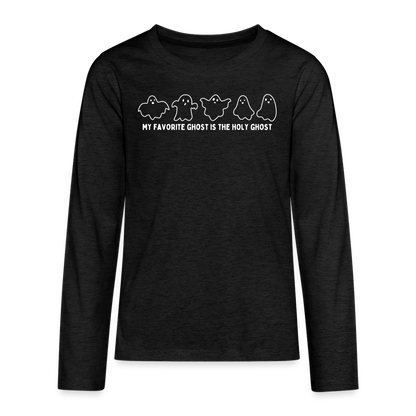 My Favorite Ghost is the Holy Ghost Youth Long Sleeve Shirt - charcoal grey