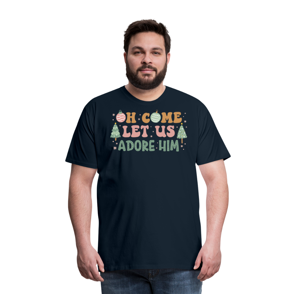 Oh Come Let Us Adore Him Christmas Family Men's Premium T-Shirt - deep navy