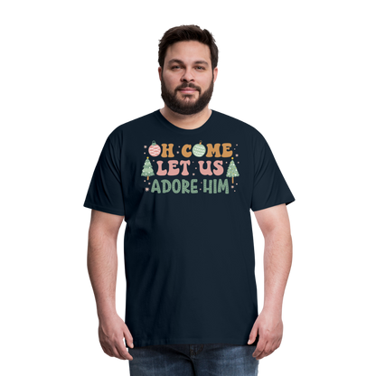 Oh Come Let Us Adore Him Christmas Family Men's Premium T-Shirt - deep navy