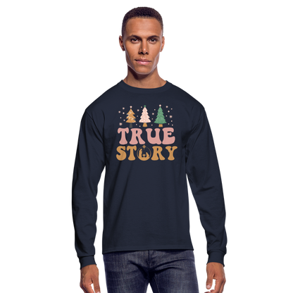 True Story Christmas Family Men's Long Sleeve T-Shirt - navy