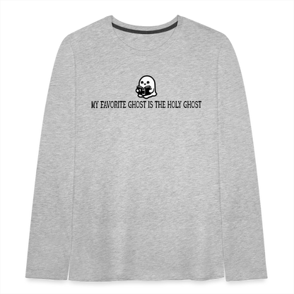 My Favorite Ghost is the Holy Ghost (Bible) Kids Long Sleeve Shirt - heather gray