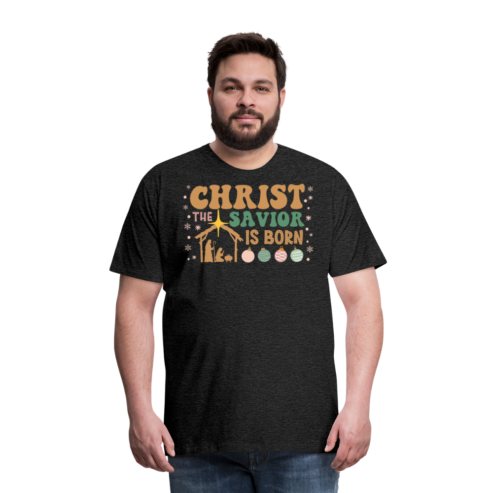 Christ the Savior is Born Christmas Family Men's Premium T-Shirt - charcoal grey