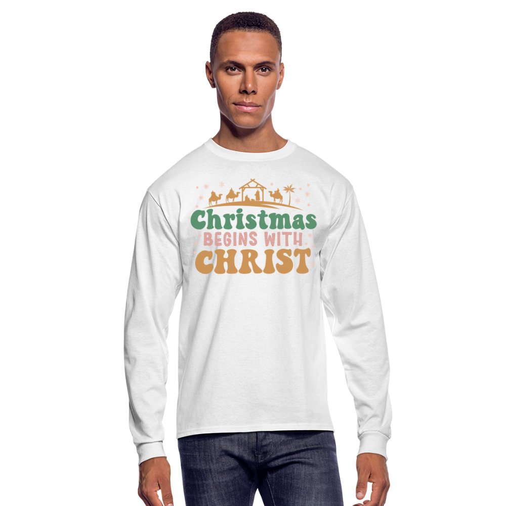 Christmas Begins with Christ Christmas Family Men's Long Sleeve T-Shirt - white