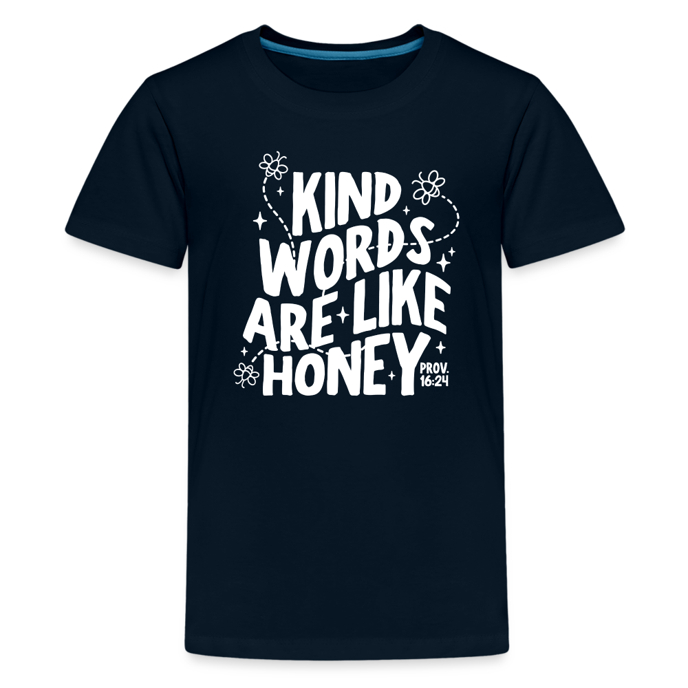 Kind Words are Like Honey (W) Kid's T-Shirt - deep navy