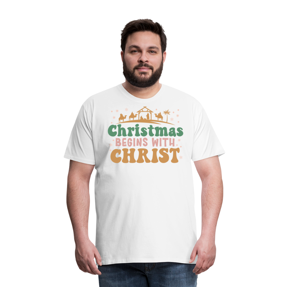 Christmas Begins with Christ is Born Christmas Family Men's Premium T-Shirt - white