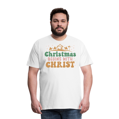 Christmas Begins with Christ is Born Christmas Family Men's Premium T-Shirt - white