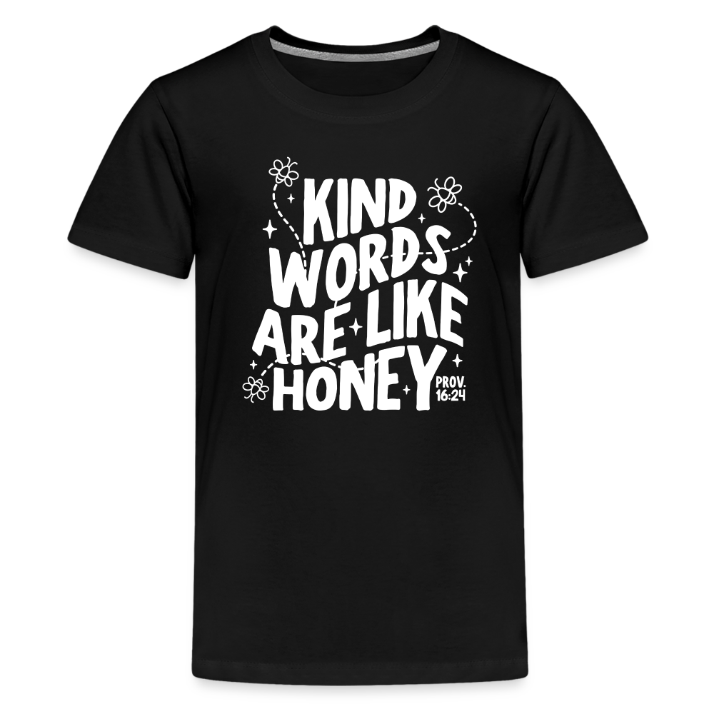 Kind Words are Like Honey (W) Kid's T-Shirt - black