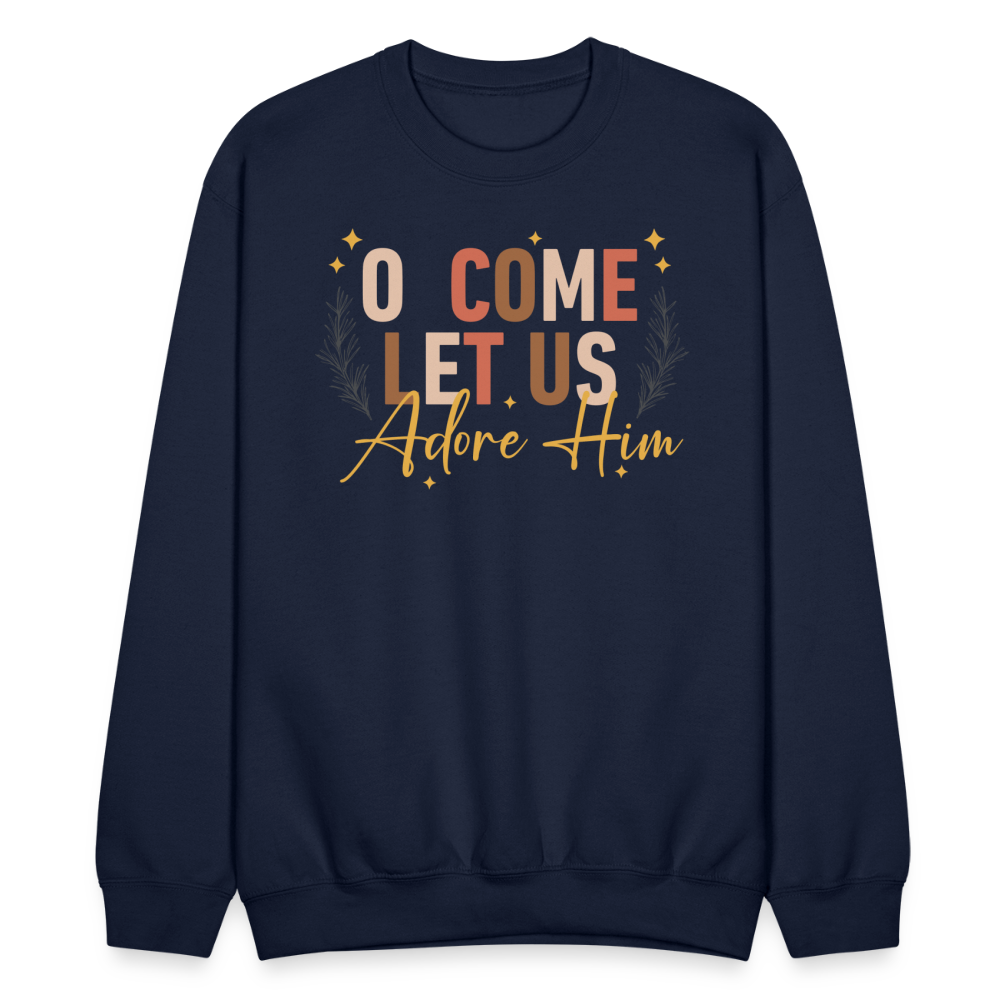 O Come Let us Adore Him Christmas Men's Sweater - navy